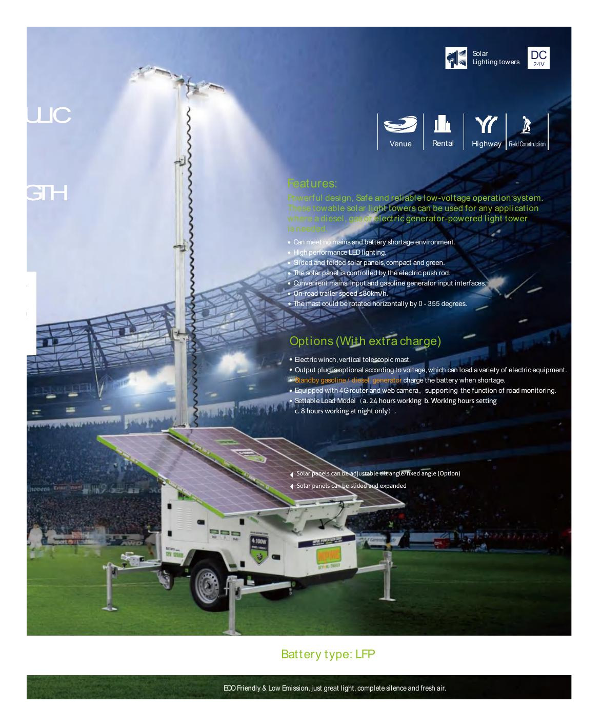 Tours d'éclairage solaires mobiles série HSL